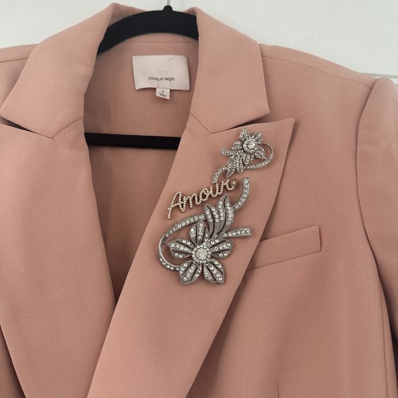Cinq à Sept Cheyenne Crepe Blazer Jacket Jewelry Crystals Embellished Amour Sz 4 - Picture 6 of 9
